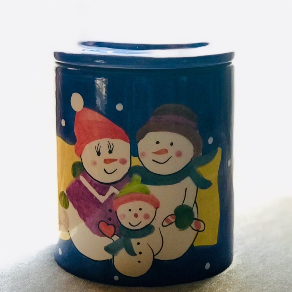 👛 Hand Painted Snowman Family Ceramic Cookie Jar